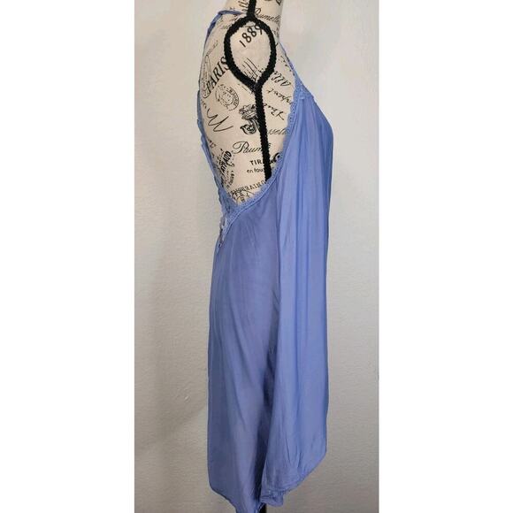 Victorias Secret Satin Mini Dress Womens Sz M Lace Trim 90's Fairy Blue Purple - Picture 8 of 16